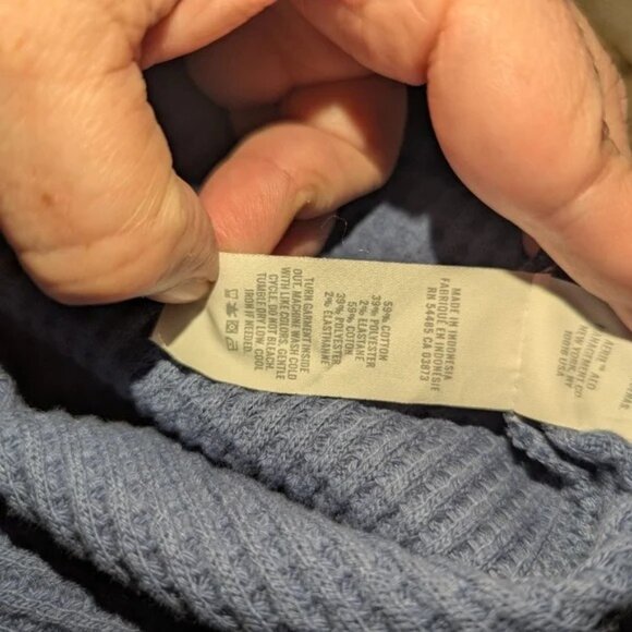 Aerie Blue Waffle Knit Pull On Flare Pants - Picture 5 of 7